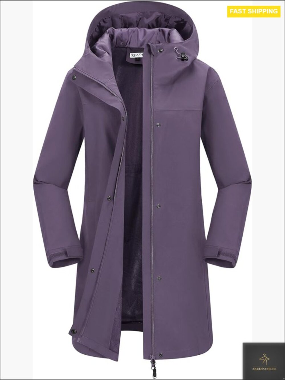 Waterproof Trench Coat with Hood Lightweight Breathable Rain Jacket Windbreaker